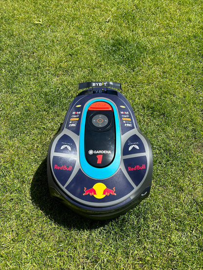 Red Bull Racing F1 2024 stickers for Husqvarna and Gardena robotic lawnmowers