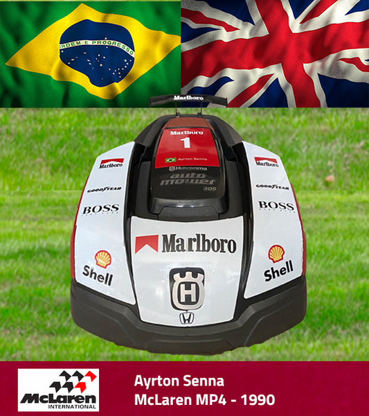 Ayrton Senna Aufkleber für Husqvarna- und Gardena