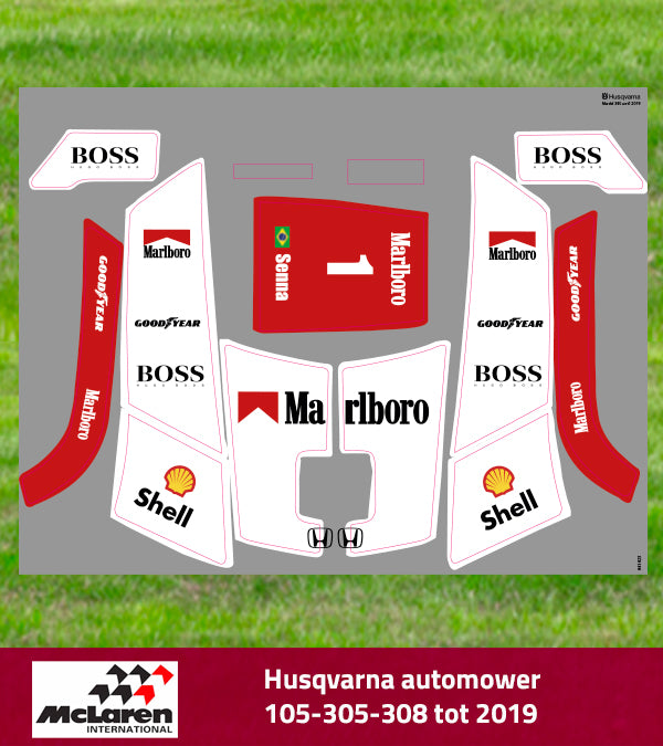 Ayrton Senna - McLaren MP4 - Husqvarna stickers – F1Robomowers.com